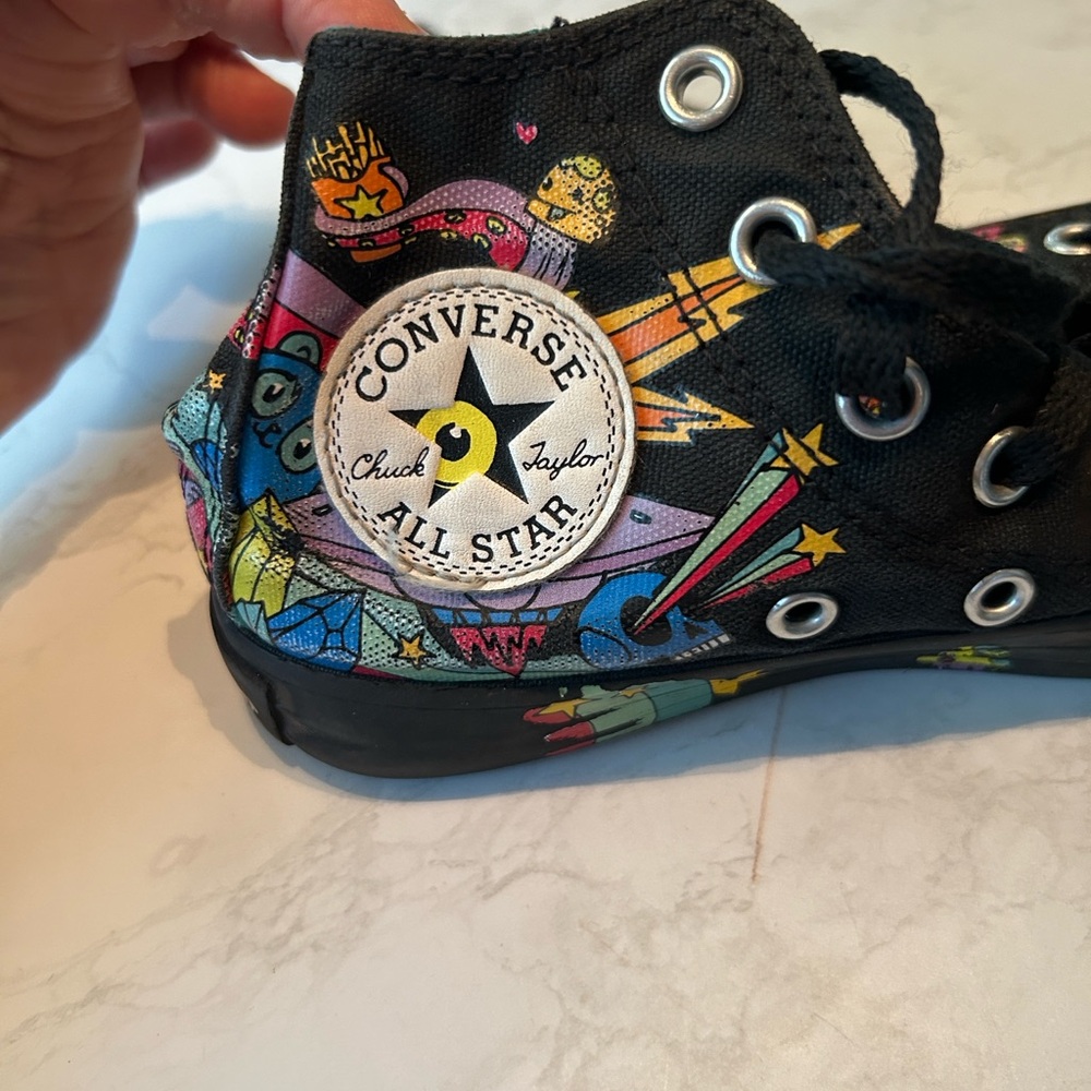 Converse Chuck Taylor Black High Tops with Vibrant Graphics